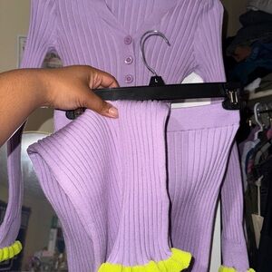 Two-piece Lavender and Neon Yellow Women's Sweater